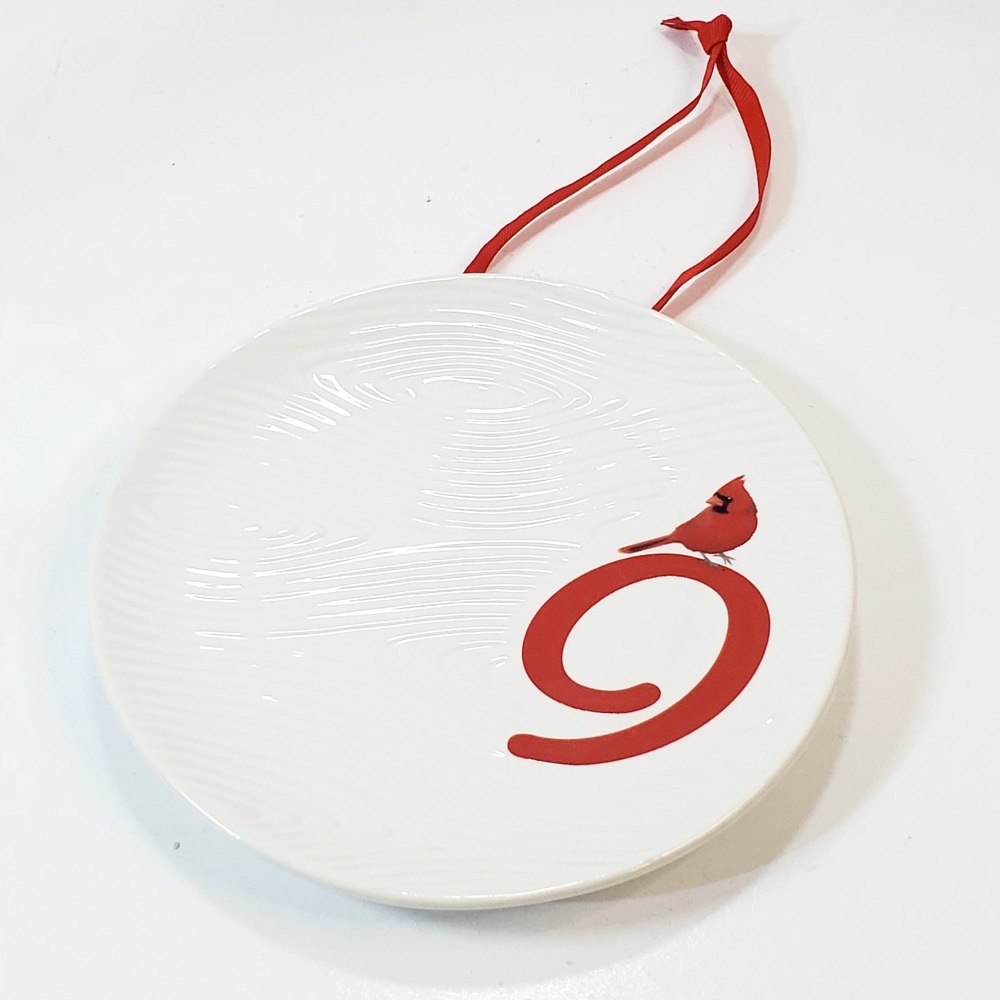 Temptations By Tara 12 Days Of Christmas 6" Plate #9 Cardinal Red Ribbon Hanger